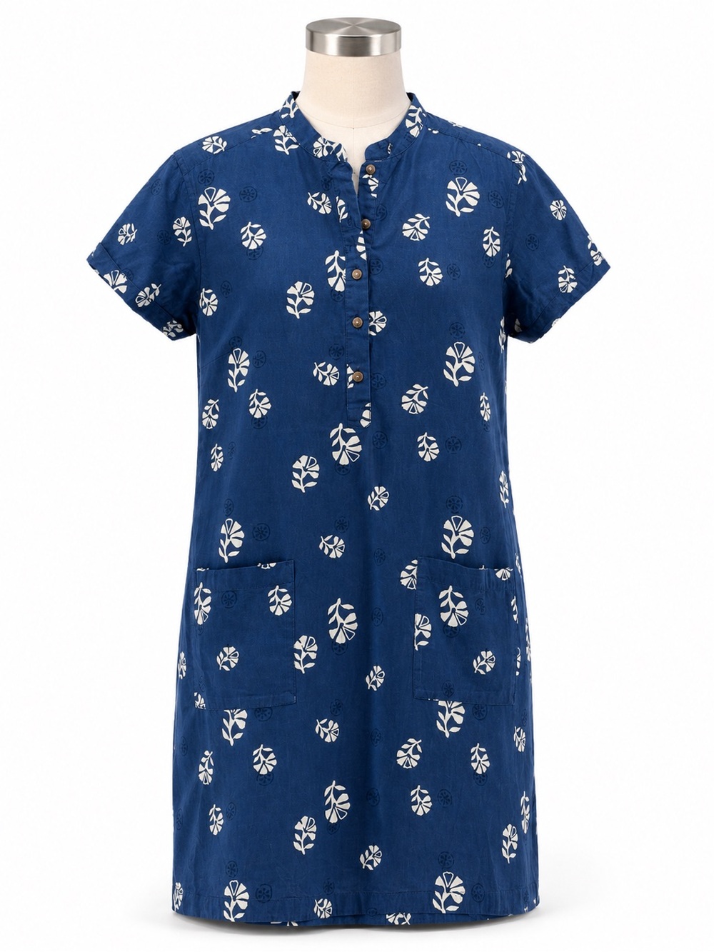 Bridge & Burn Organic Cotton Blue Print Shift Dress Small